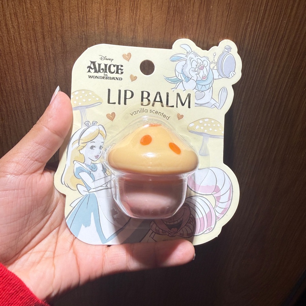 TikTok viral Disney Alice in Wonderland Mushroom Lip Balm vanilla scent disney